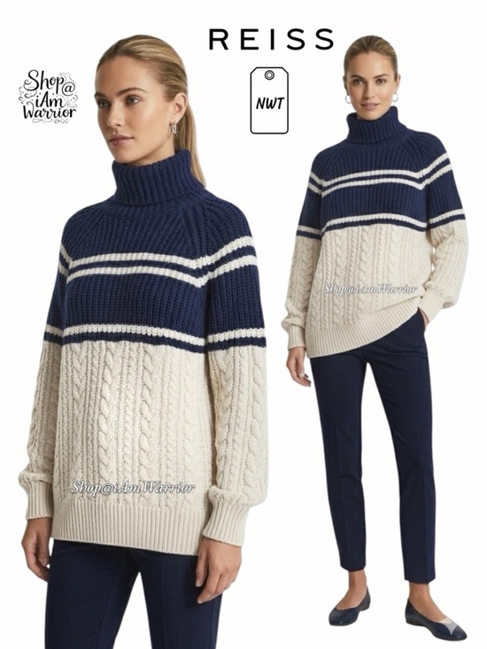 Reiss Sweaters - Reiss NWT colorblock stripe chunky cable knit fisherman sweater *shop@iamwarrior